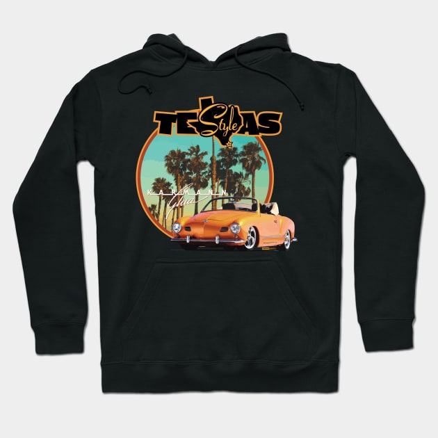 Texas-Style Karmann Ghia beach scene Orange Hoodie by CamcoGraphics